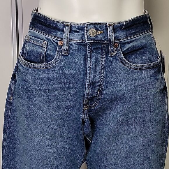 Old Navy extra stretch high rise curvy OG straight blue jeans size 0 NWT - Picture 4 of 10